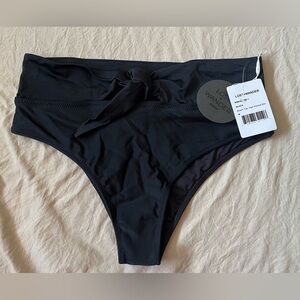 Wander Black High-Waisted Black Bikini Bottoms